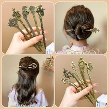 5 Pcs Bronze Metal Hair Forks Hair Stick Chopstick Vintage Hairpin Chignon Pin
