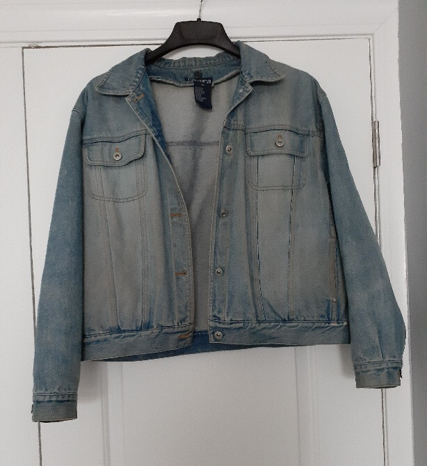 denim jacket vintage, detachable fleece lining-image