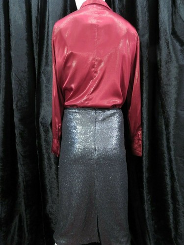 EVANS grey sequin party evening pencil skirt,UK 22, NWT & Jaclyn Smith red shirt - Picture 6 of 11