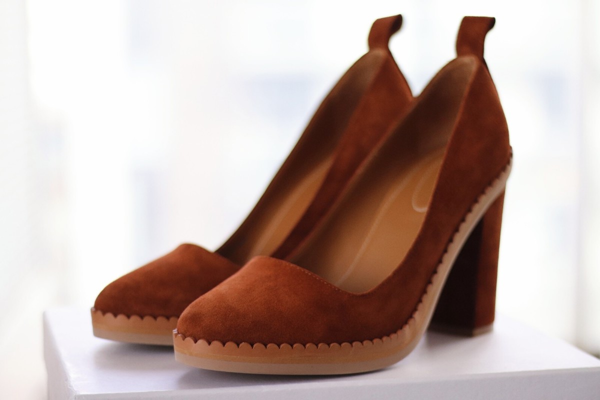 See By Chloe Suede Court Shoes Heels Caramel Brown Suede 41