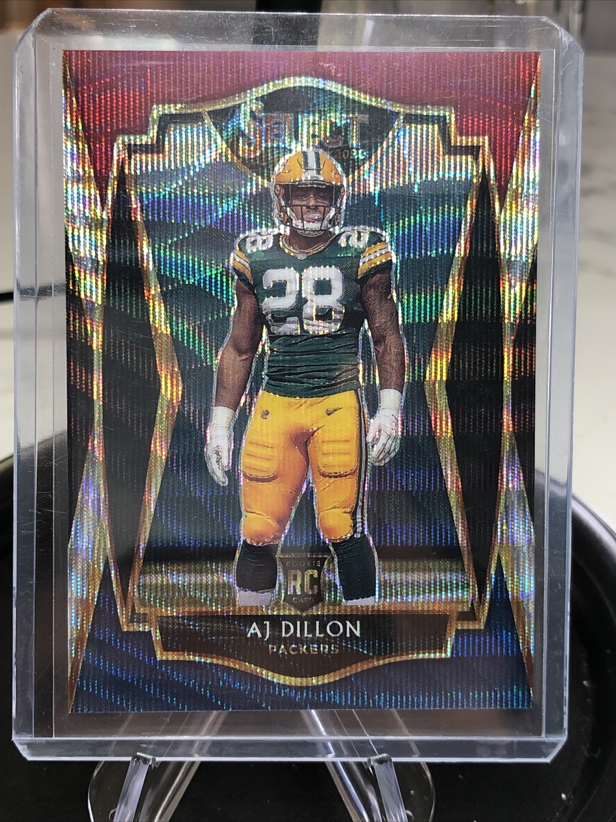 2020 Panini Select Premier Level Tri-Color Prizm /199 AJ Dillon #165 Rookie RC