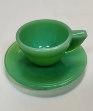 Vintage Akro Jadeite Ribbed Cup and Saucer