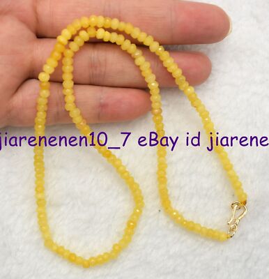 Natural 2x4mm Yellow Topaz Rondelle Gemstone Gold Necklace 16-28in