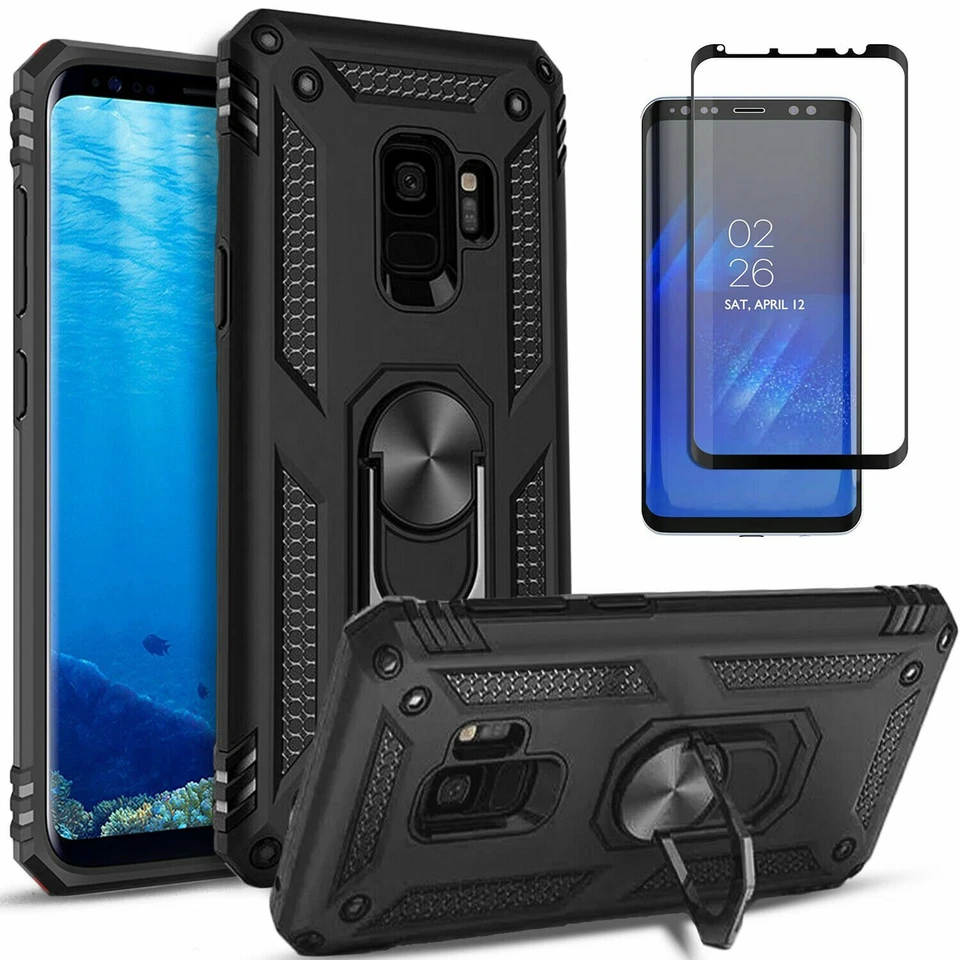 Funda con soporte para teléfono Samsung Galaxy S9 / S9 Plus + Protector de vidrio templado Foto 3 de 4