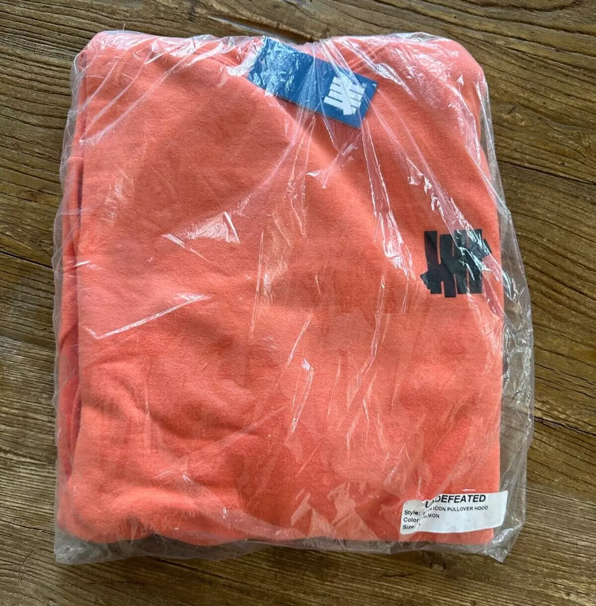 New Undefeated 5-Strike Logo Icon Pullover Hoodie Salmon Size