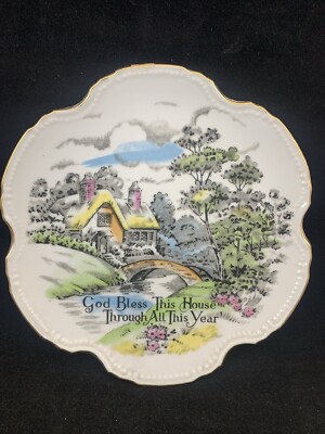 Vintage Home Decor Plate ''God Bless Our Home Through All This Year''
