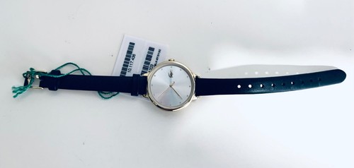 LACOSTE CANNES 2001203 SILVER DIAL BLACK LEATHER STRAP LADIES WATCH 34 MM - Picture 12 of 13