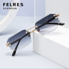 Men Women Metal Square Rimless Sunglasses Small Frame Fashion Sunshade Eyewear