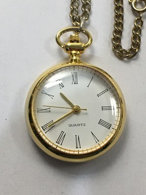 Chaîne Plaquée Or Avec Montre Gousset - Bijou Vintage D'occasion, Style Rétro