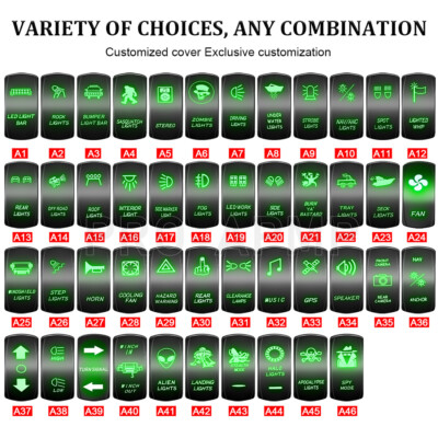 Green 12V Rocker Switch LED Indicator Switches Button For Car Boat UTV ATV RV