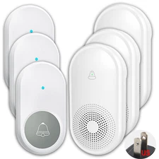LIKEPAI 3 call buttons+3 ringer doorbell receivers, cordless doorbell, white kit