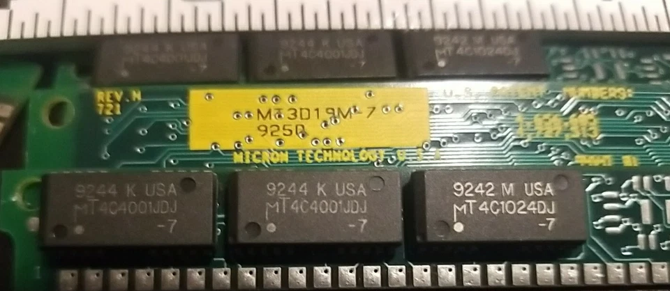 USA Made Vintage Micron Technology MT3D19M-7 30pin SIMM Fast Page DRAM Module  - Image 3 of 4