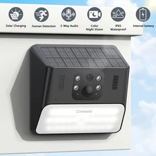 Cinnado 2K Solar Security Camera Outdoor Waterproof Wireless Color Night Vision