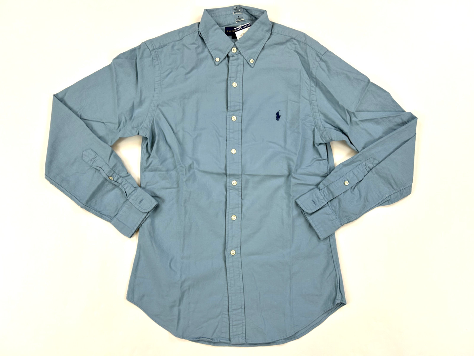 Рубашка Polo Ralph Lauren Slim Fit из выстиранной кожи Быка на пуговицах - Светло-голубая - Размер: Sm