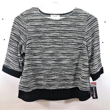 Rebecca Malone~Stretch Knit Top, Metallic, Black, White,Gray, Plus Size 2X~NWT!