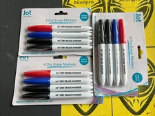 Permanent Markers Black Red Blue Jot 3PC Lot Of 3 Chisel Tip Point Brand New