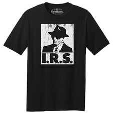 Throwbackmax I.R.S. Record Label Classic Cut, Premium Tri-Blend Black T-Shirt