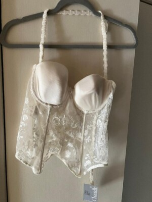 Chantelle Lace Corset in IVORY size 36B MADE IN FRANCE