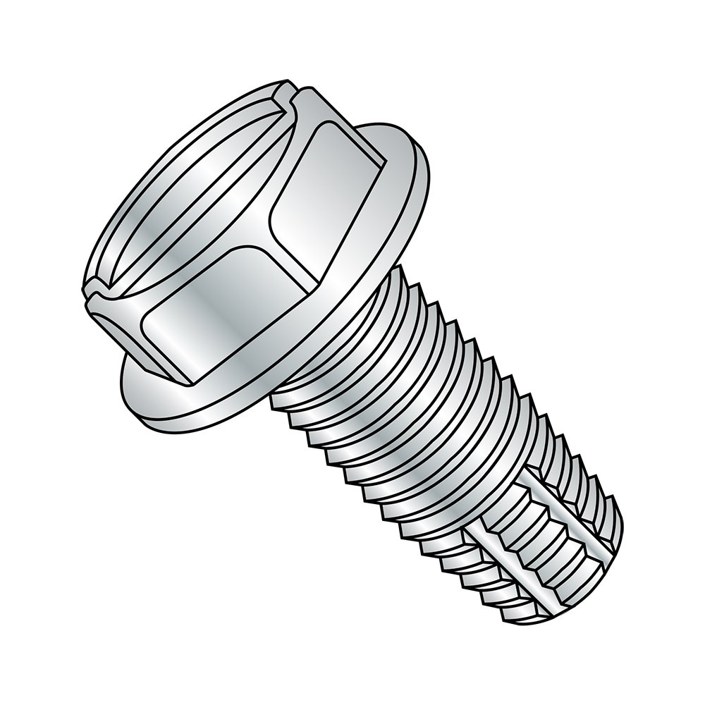 1212FSW Steel Thread Cutting Screw with Zinc Plated Finish and Hex Washer-image