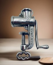 Vintage Chrome Plated Miniature Metal Salesman Sample Meat Grinder Toy Dollhouse