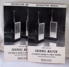 (2) Vintage CHANNEL MASTER CITIZEN'S BAND 2 WAY RADIO 6418 INSTRUCTION MANUALS