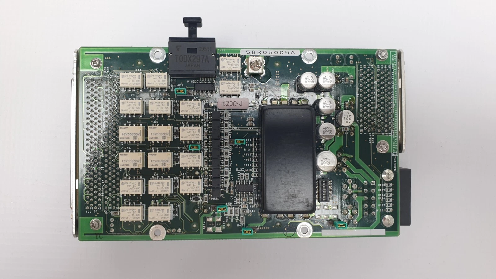 Reverse side of the 3Z81-000003-V1 with label 5BR05005A, Omron and Panasonic relays and TODX297A