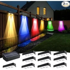 2-8PC LED Solar Bright Deck Light Outdoor Fence Stair Step Garden RGB Wall Lamp
