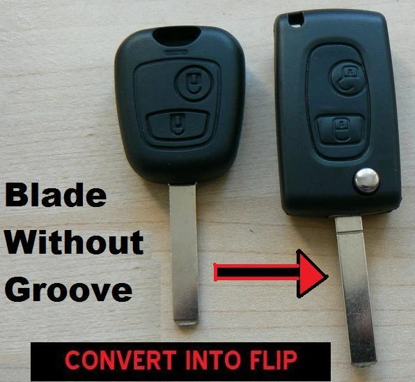 PARA PEUGEOT 2 BOTONES MANDO A DISTANCIA ABATIBLE LLAVERO FUNDA 107 207 307 206 306 406 Hoja NG Foto 2 de 2