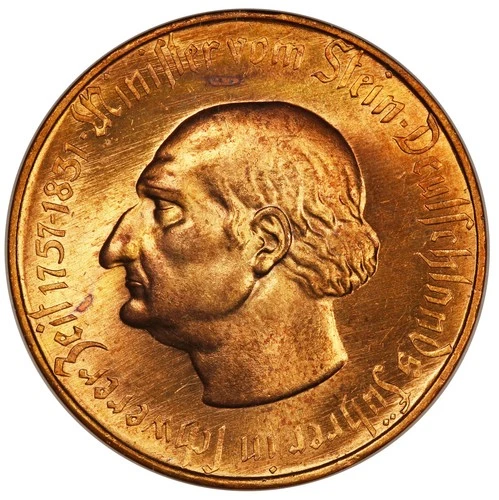 1923 Germany Westphalia 10000 Mark Brass Notgeld Coin NGC MS 64 - Lamb 579.7 Var