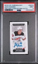 2019-20 Upper Deck Chronology Canvas Minis Jack Hughes RC Auto PSA 9 M-224 /60
