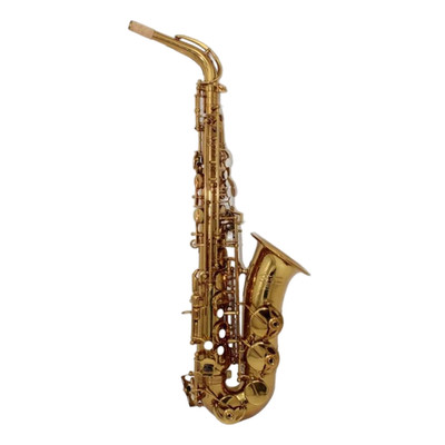 Eastern Music Eb Alto Sax Champagne Cognac Gold Lacquer Brass Full Engraved