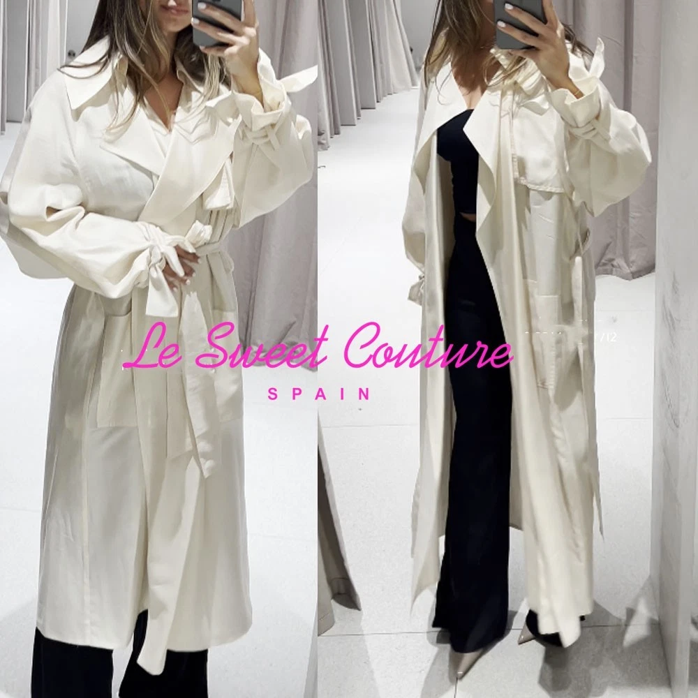 ZARA WOMAN SS26 ZW COLLECTION FLOWING TRENCH COAT WITH BELT ECRU 2244/090/712