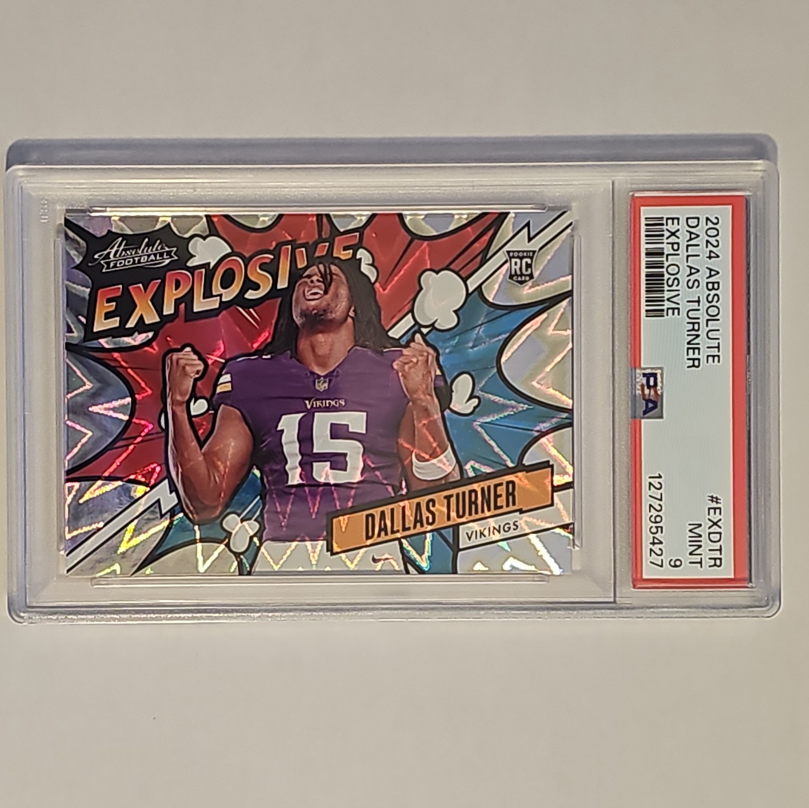 2024 Panini Absolute Dallas Turner 🔥EXPLOSIVE Rookie #EX-DTR (RC) Vikings PSA 9