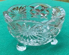 Vintage Lead Crystal Sugar Confectionary Bowl/Dish Round, 3 footed, made England