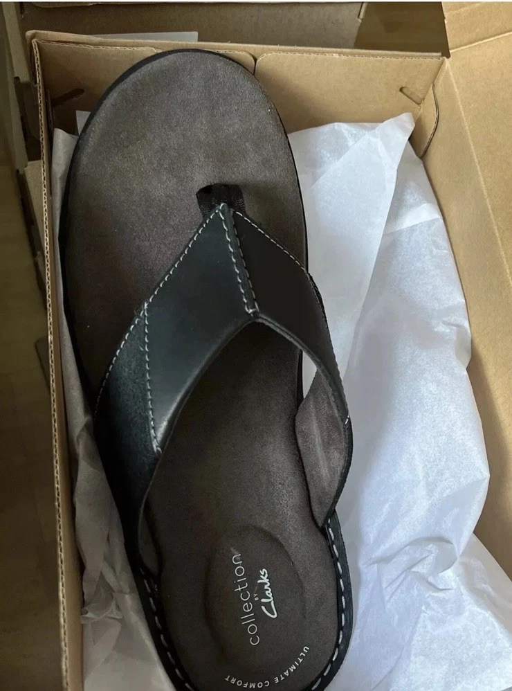 Sandali infradito Clarks uomo Ellison Easy neri in pelle taglia UK 7 G EU 41