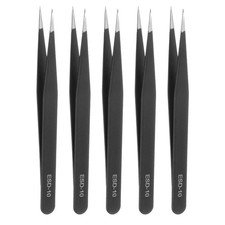 5Pcs Precision Tweezers Set ESD-10 Pointed An...