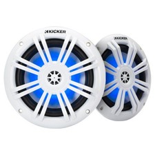 Pair of Kicker KM 6.5" 4-Ohm RGB LED 15-50W RMS Coaxial Marine Speakers