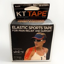 KT Tape Elastic Kinesiology Therapeutic Tape 20 Strips Black 2" x 10"