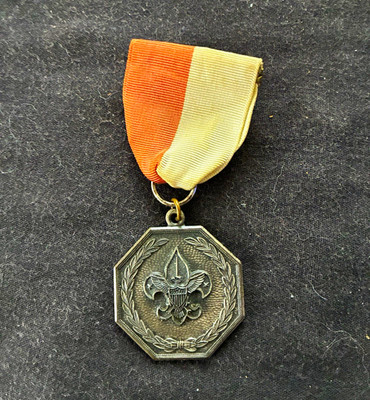 Boy Scouts Fleur-de-Lis Medal Pin Award with Ribbon