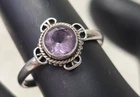 Vintage 925 Silver and Purple Amethyst Ring, Size 8.25