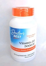 New Doctor's Best Vitamin D3 5000 IU 125 mcg 360 Softgels EXP 06/2027