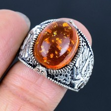 Baltic Amber Handmade 925 Sterling Silver Jewelry Ring US Size 8