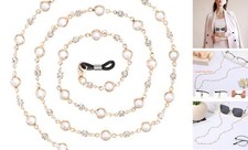 Crystal Beaded Eyeglasses Chain, Gold Crystal Glasses Chain for Women and