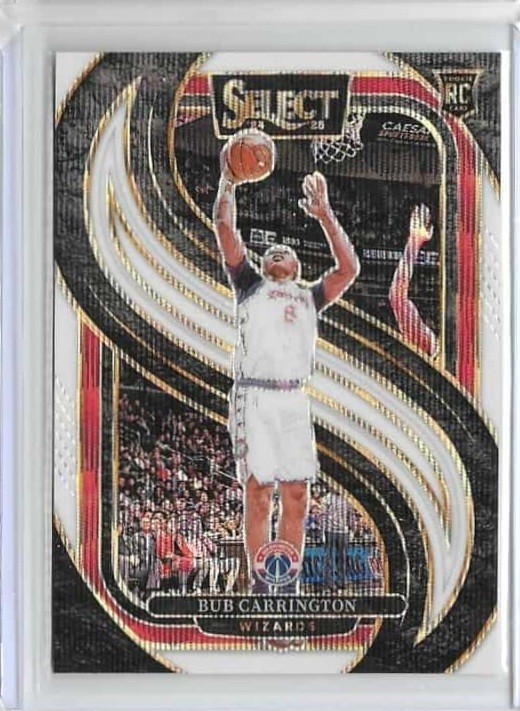 Bub Carrington 2024-25 Panini Select Premier White Wave Prizm RC /99 Wizards 197