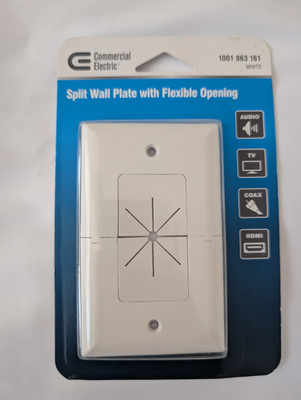 Commercial Electric Split Wall Plate Flexible Opening White 1001 863 161 NEW