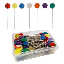 200Pcs Flat Head Sewing pins, Straight Pins with Flower Colored Heads, 2.16in...