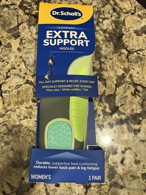 Dr Scholl's Extra Support Insoles Deep Heel Cup Women's 6-11 Cut to Fit Pair NIP