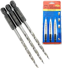 FTG USA 3 Pc #6 (9/64") Replacement Tapered Countersink Drill Bit Set All... 