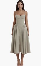 SAMARIA TAUPE CORSET SUNDRESS. Bigger cup
