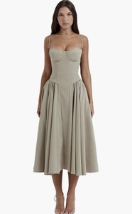 samaria taupe corset sun dress House OF CB Samaria Corset-Top A-Line Midi Dress